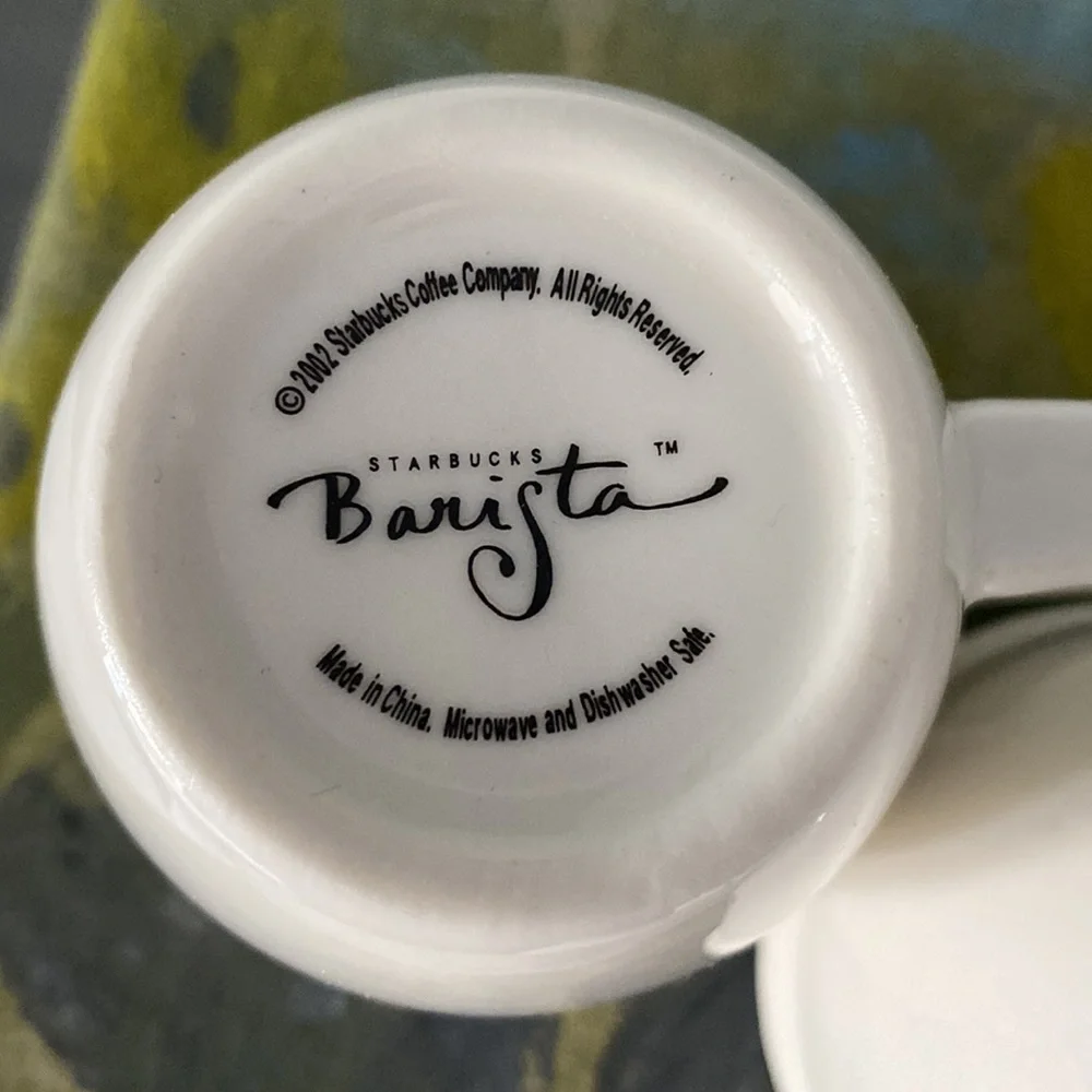 Starbucks Small Abbey Coffee Mug from 2002 White Barista Espresso Mug